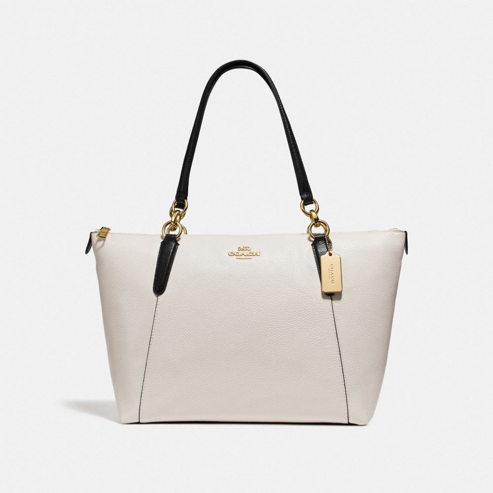 COACH AVA TOTE IN COLORBLOCK - GOLD/CHALK/BLACK - F73716