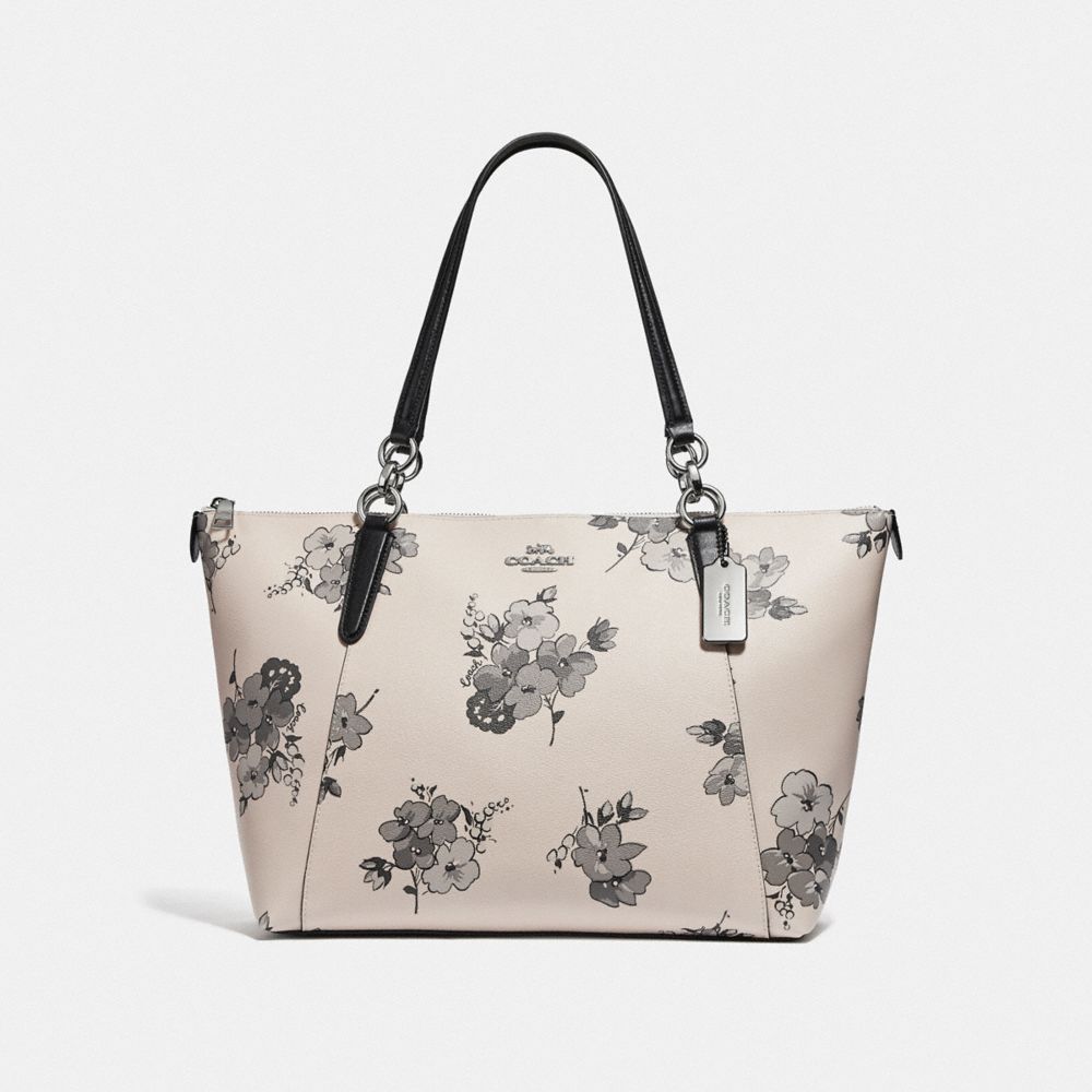 AVA TOTE WITH FAIRY TALE FLORAL PRINT - F73719 - SILVER/CHALK MULTI