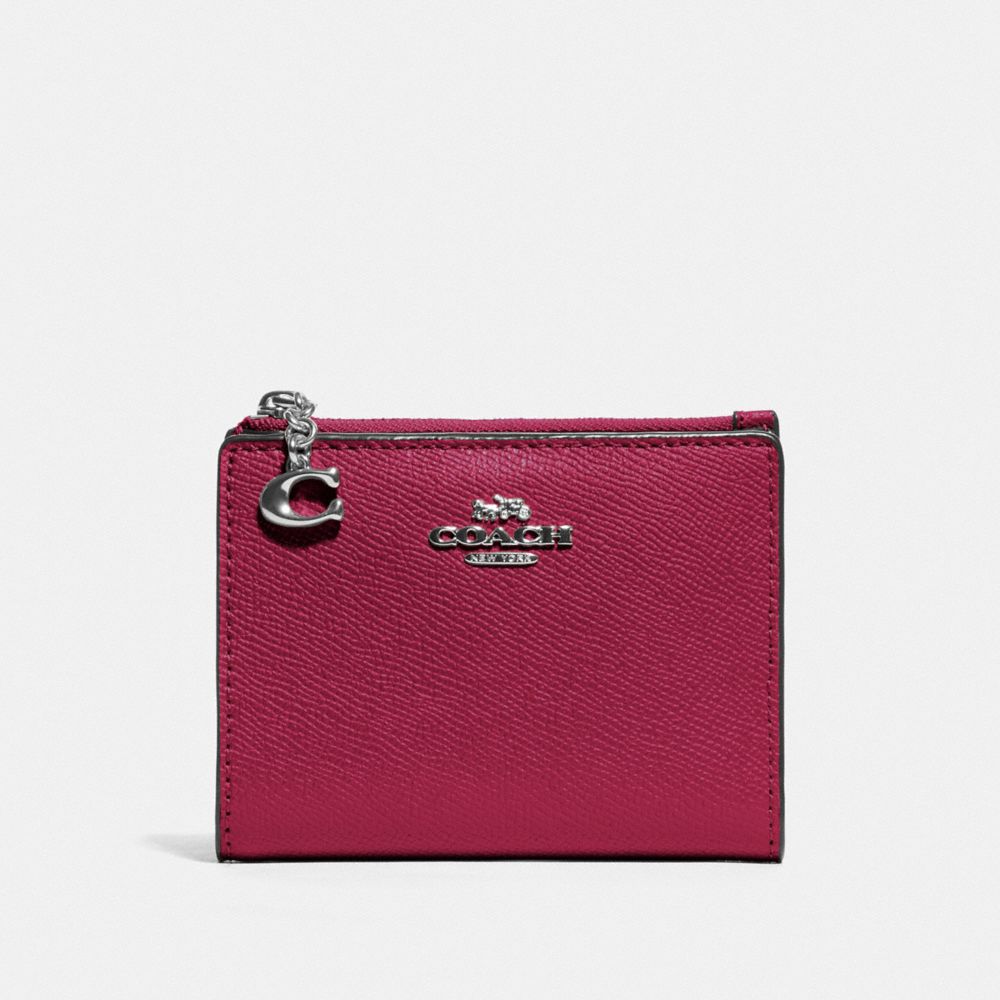 COACH F73867 SNAP CARD CASE SV/DARK FUCHSIA