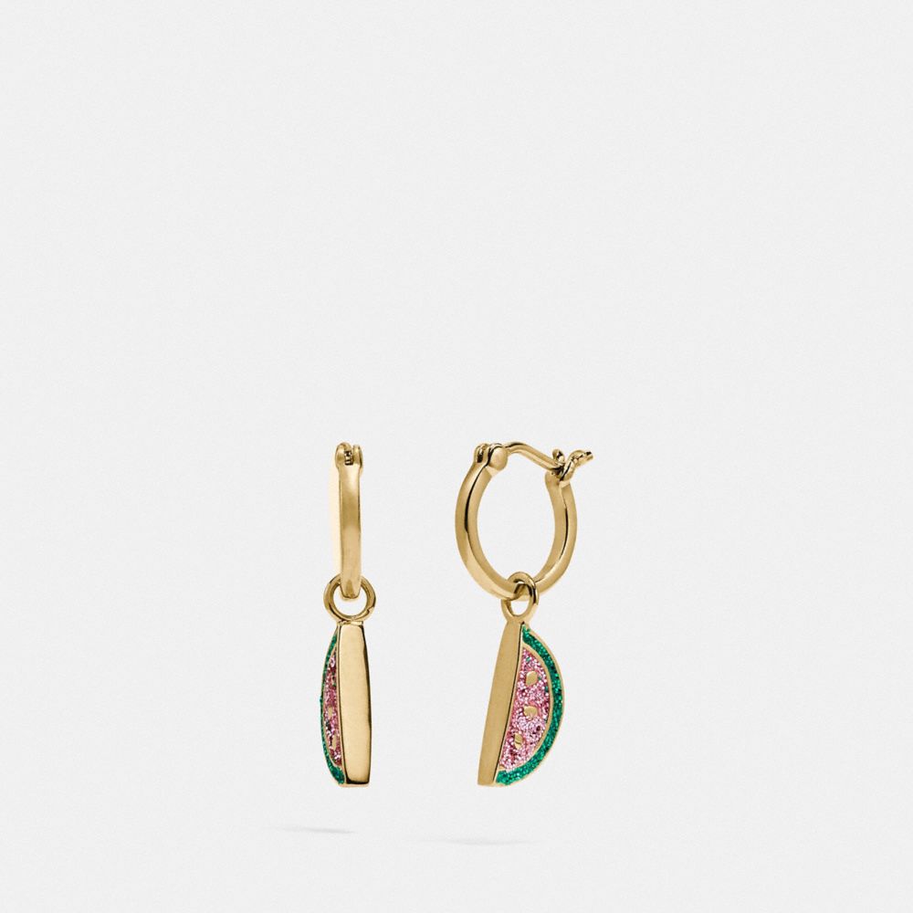 WATERMELON HUGGIE EARRINGS - MULTI/GOLD - COACH F73976