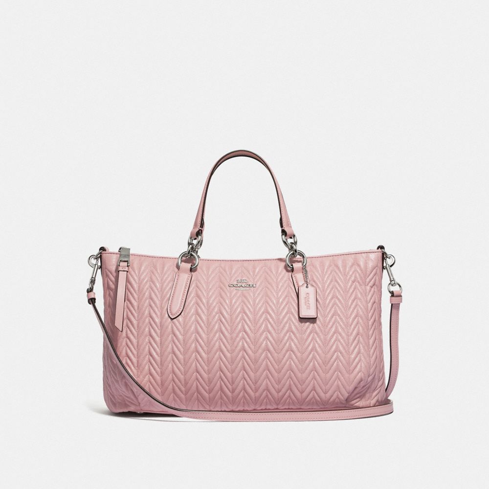 ALLY SATCHEL WITH QUILTING - F73978 - CARNATION/SILVER