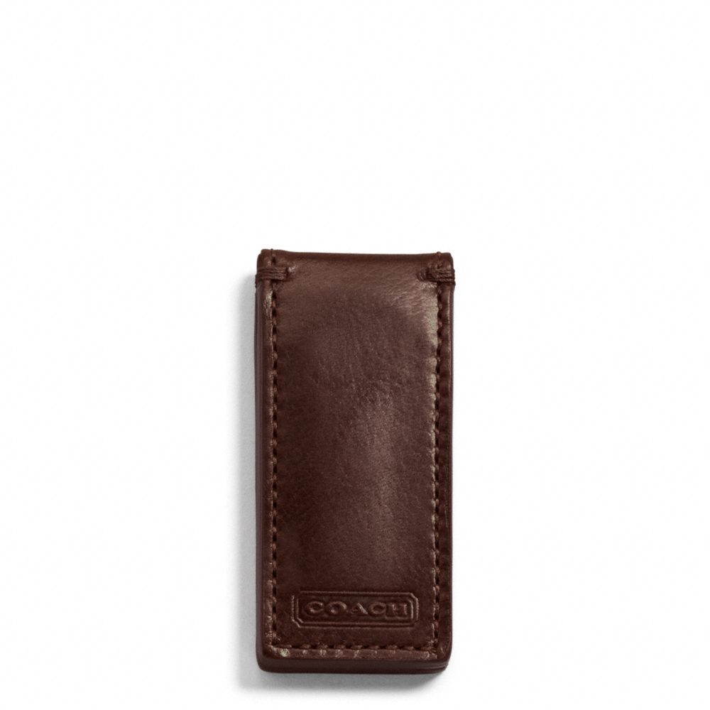 COACH WATER BUFFALO NEW MONEY CLIP - MAHOGANY - F74016