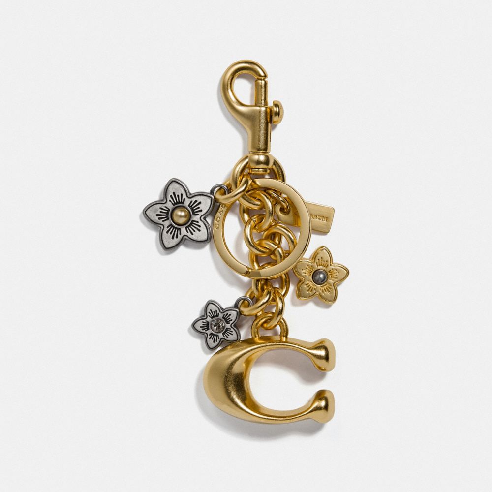 SIGNATURE AND DAISY BAG CHARM - GD/GOLD - COACH F74068