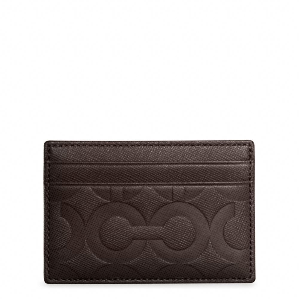 OP ART EMBOSSED LEATHER SLIM CARD CASE - MAHOGANY - COACH F74177