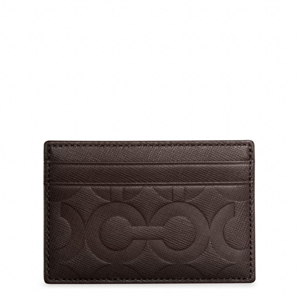 OP ART EMBOSSED LEATHER SLIM CARD CASE - f74177 - MAHOGANY