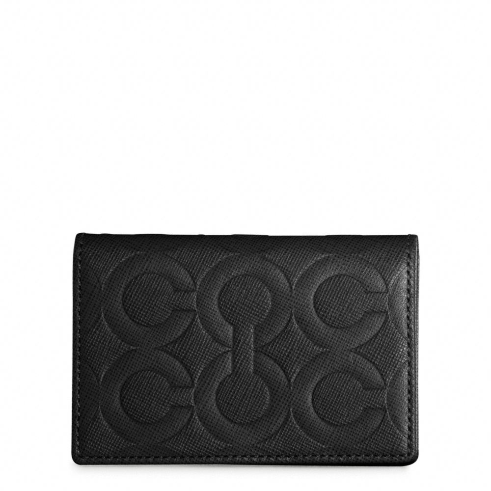 COACH F74178 Op Art Embossed Leather Slim Bifold Card Case BLACK