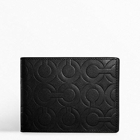 COACH F74180 OP ART EMBOSSED LEATHER PASSCASE ID WALLET BLACK