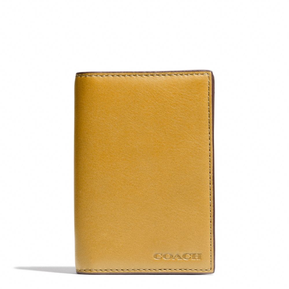 BLEECKER LEATHER BIFOLD CARD CASE - f74310 - NEW MUSTARD