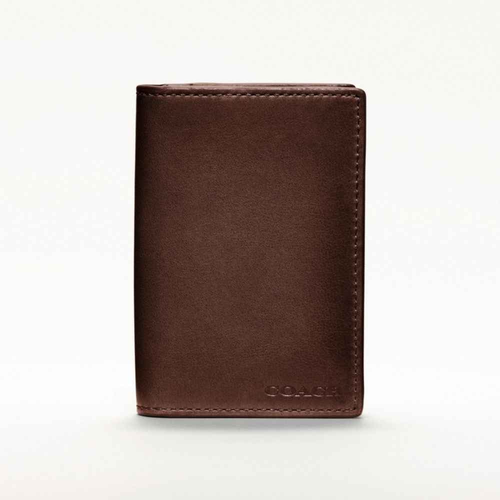 COACH BLEECKER LEGACY BIFOLD CARD CASE IN LEATHER - MAHOGANY - F74310