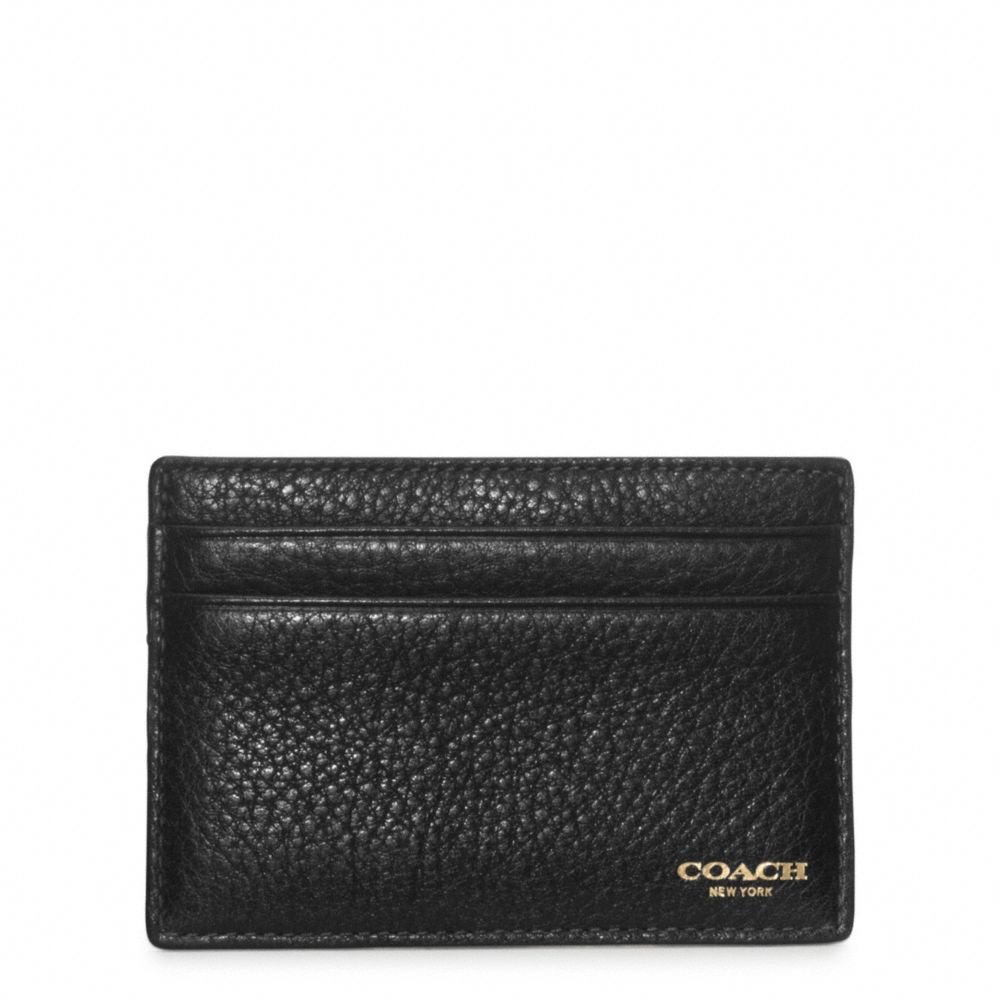 COACH CROSBY TEXTURED LEATHER SLIM CARD CASE - BLACK - f74322