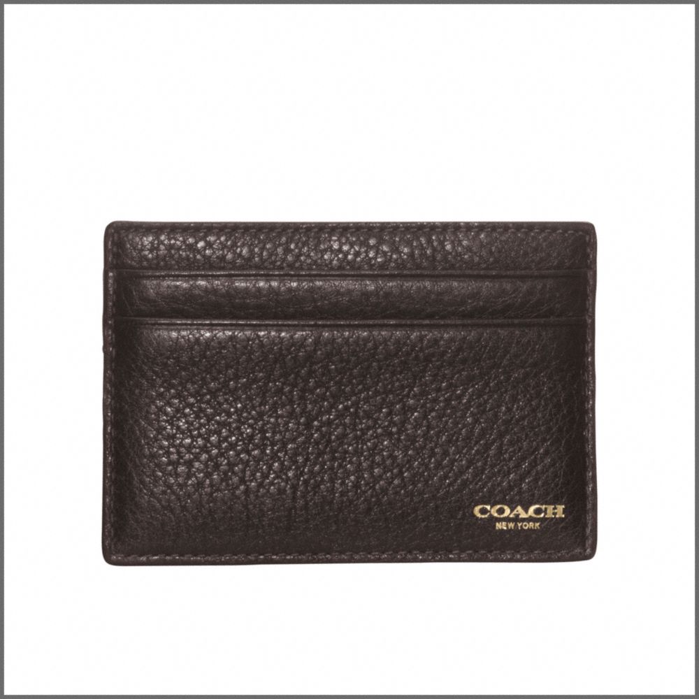 COACH CROSBY TEXTURED LEATHER SLIM CARD CASE - DARK BROWN - f74322