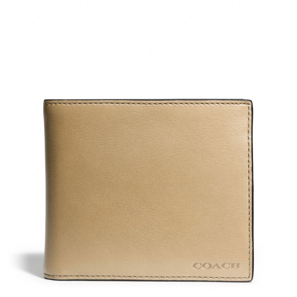 COACH f74345 BLEECKER LEATHER COMPACT ID WALLET HAYSTACK