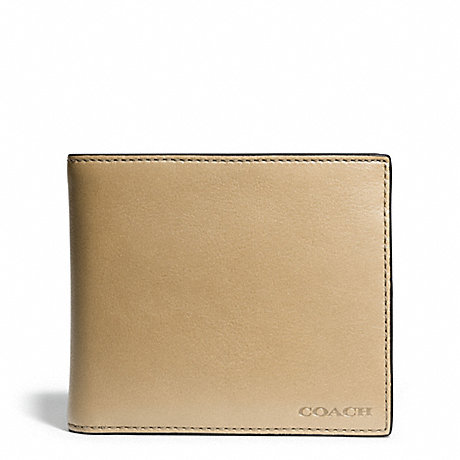 COACH BLEECKER LEATHER COMPACT ID WALLET - HAYSTACK - f74345