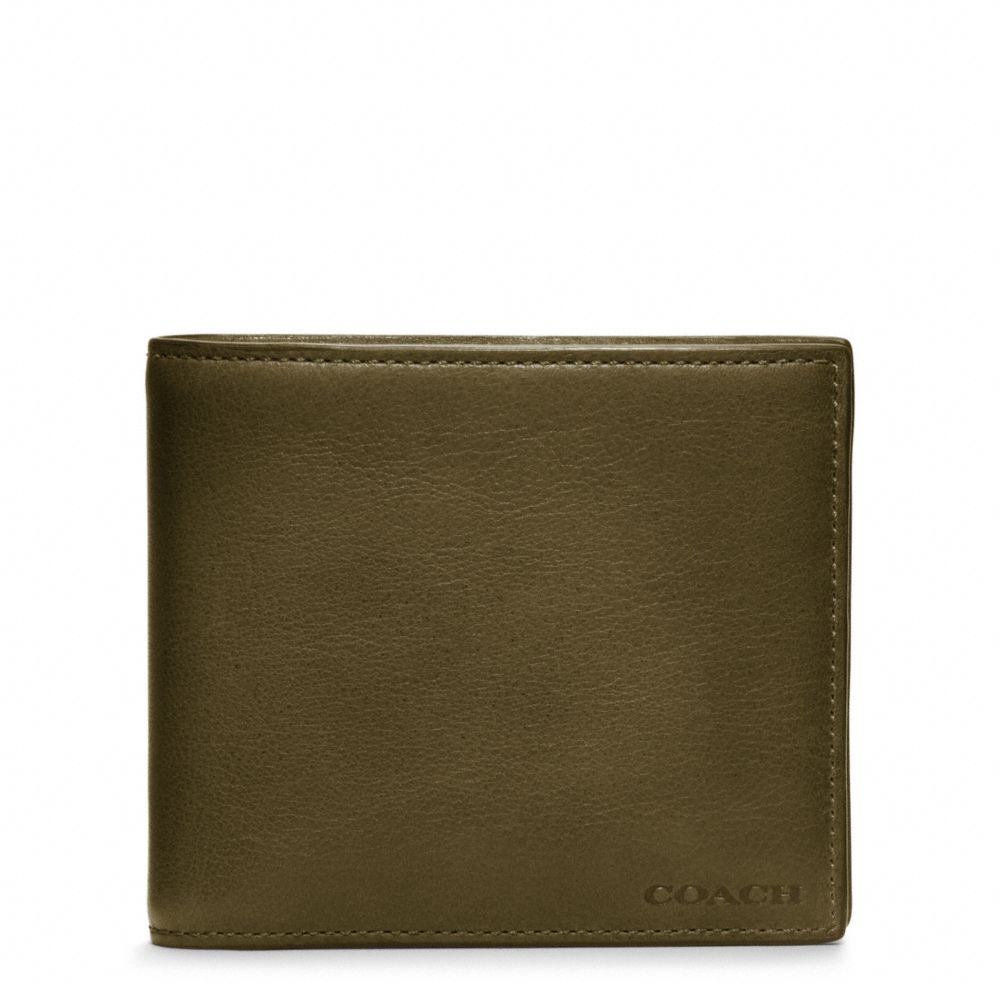 COACH F74345 BLEECKER LEATHER COMPACT ID WALLET DARK-OLIVE