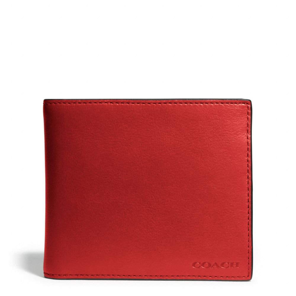 COACH BLEECKER LEATHER COMPACT ID WALLET - TOMATO - F74345