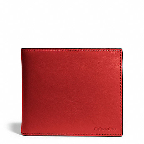 COACH BLEECKER LEATHER COMPACT ID WALLET - TOMATO - f74345