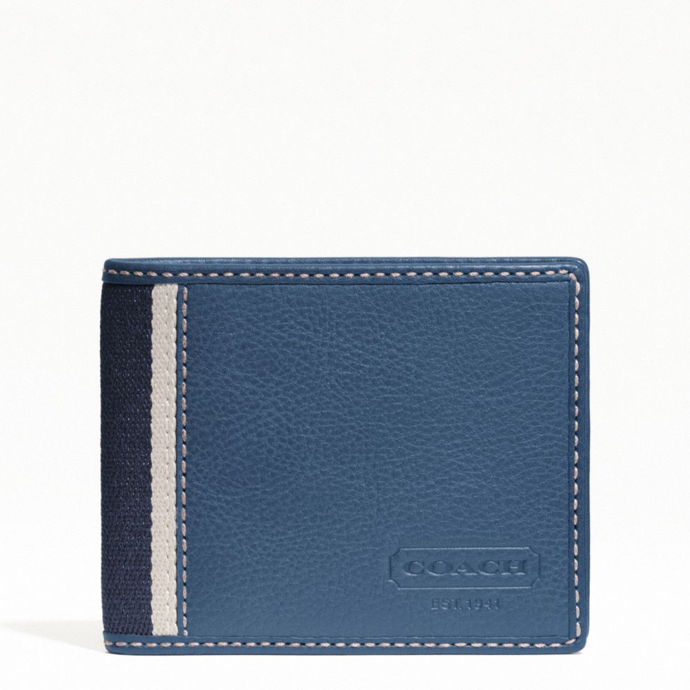 HERITAGE WEB LEATHER SLIM BILLFOLD WALLET - f74373 - SILVER/MARINE