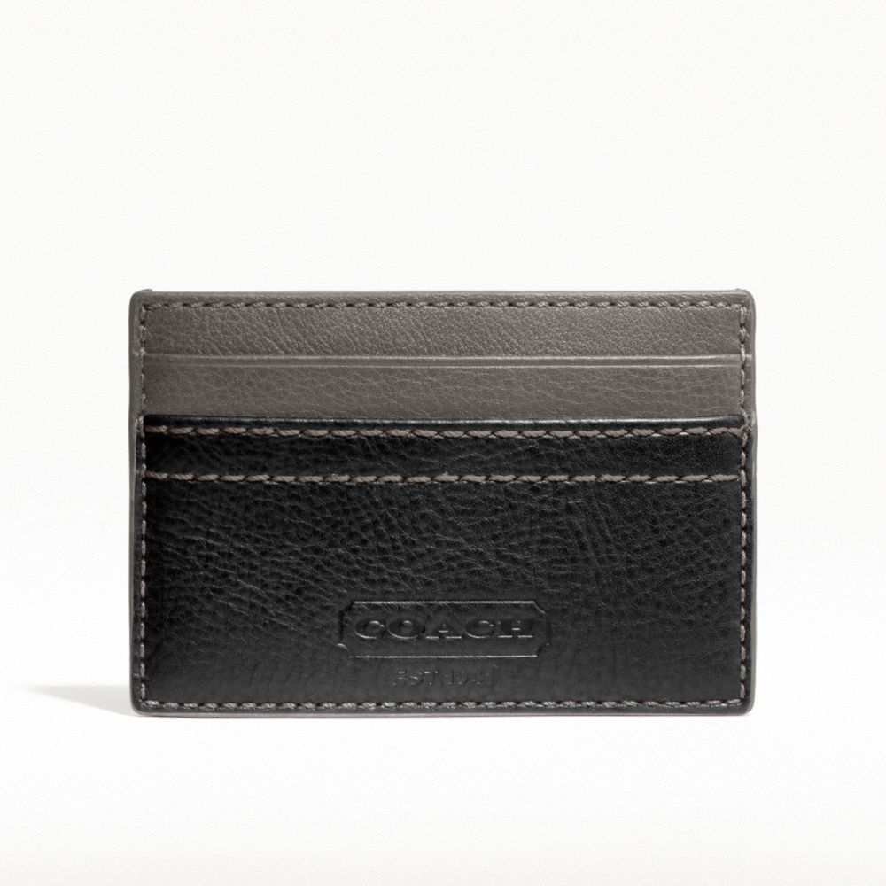 COACH F74375 Heritage Web Leather Slim Card Case SILVER/BLACK