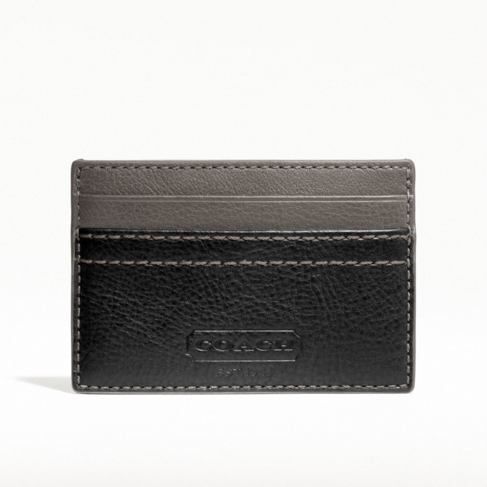 HERITAGE WEB LEATHER SLIM CARD CASE - f74375 - SILVER/BLACK