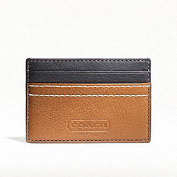COACH F74375 Heritage Web Leather Slim Card Case SILVER/SADDLE