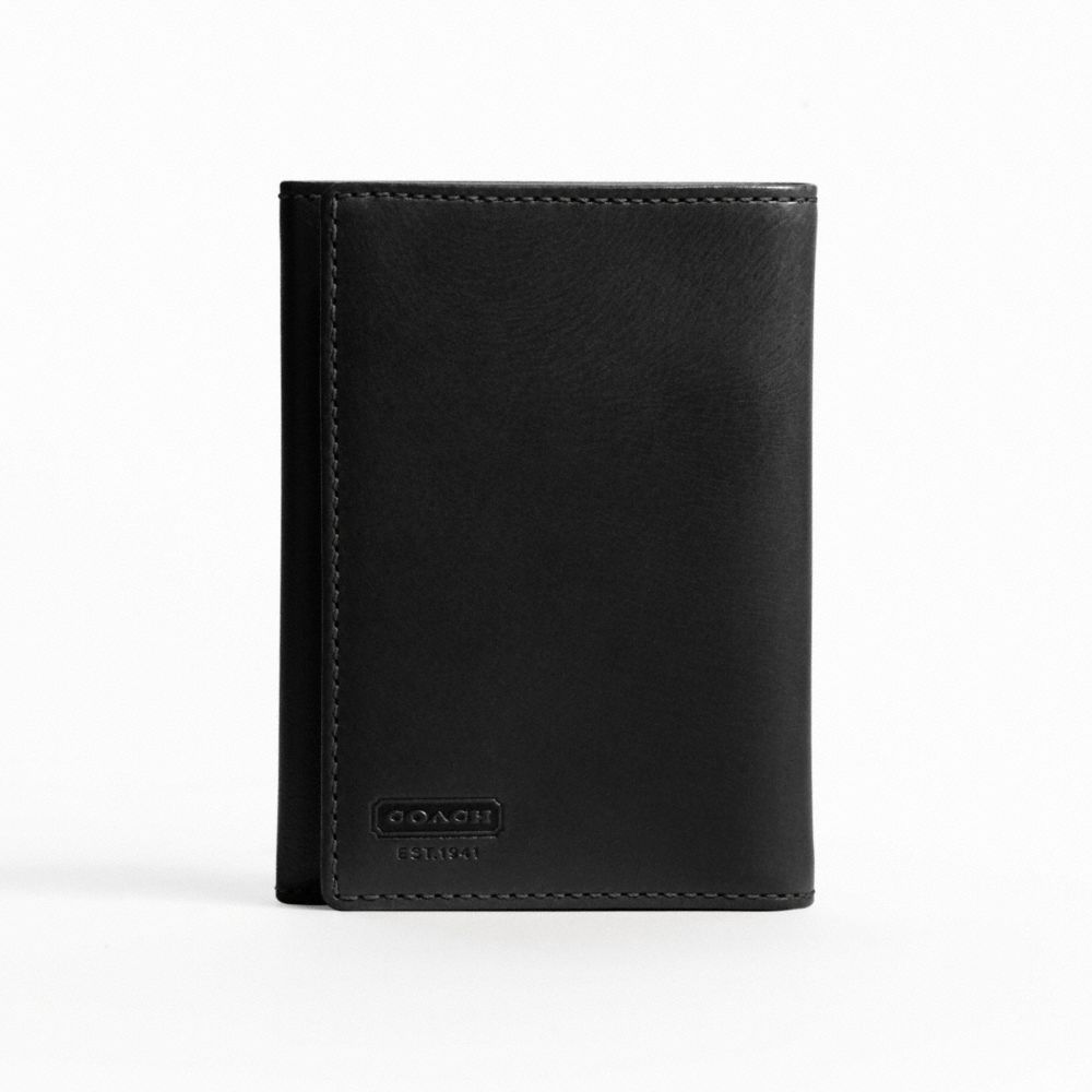 WATER BUFFALO TRIFOLD WALLET - BLACK - COACH F74394