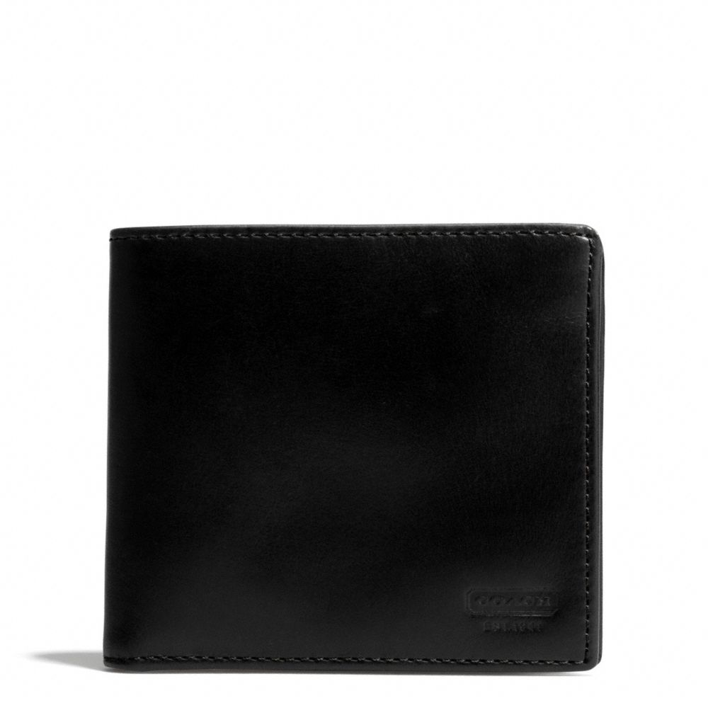 COACH F74395 Water Buffalo Double Billfold Id Wallet BLACK