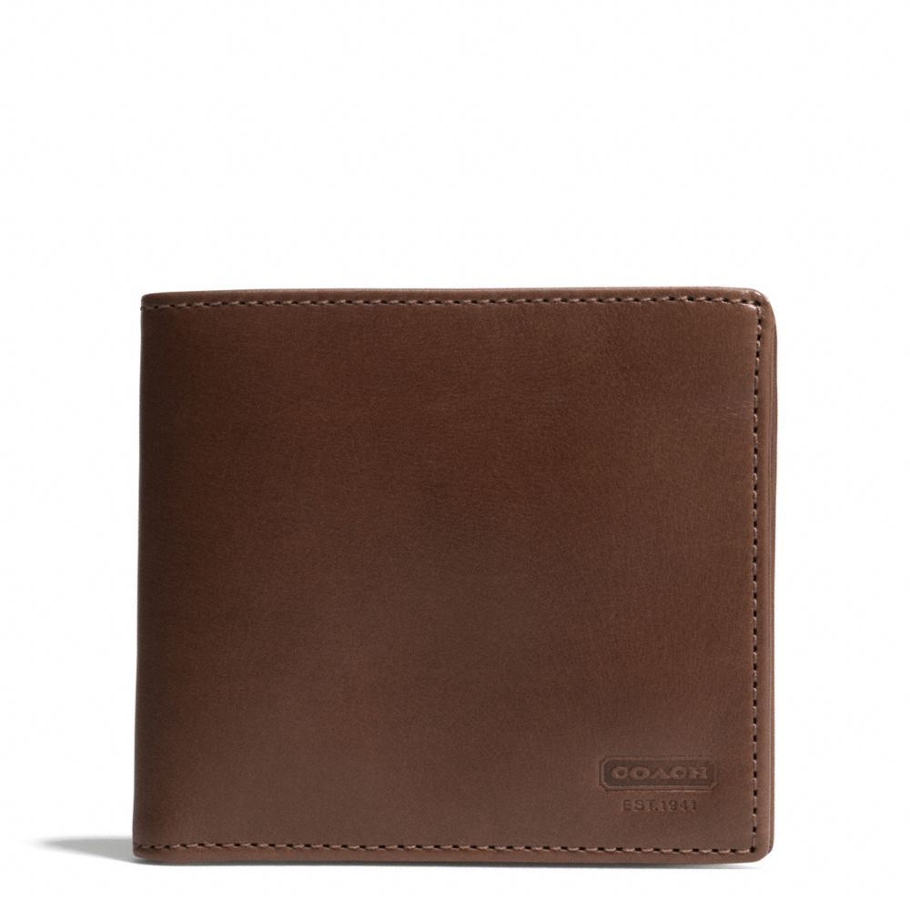 COACH WATER BUFFALO DOUBLE BILLFOLD ID WALLET - MAHOGANY - F74395