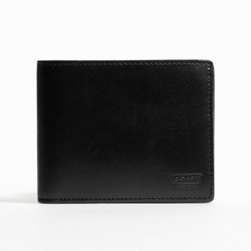 COACH f74396 WATER BUFFALO DOUBLE BILLFOLD WALLET BLACK