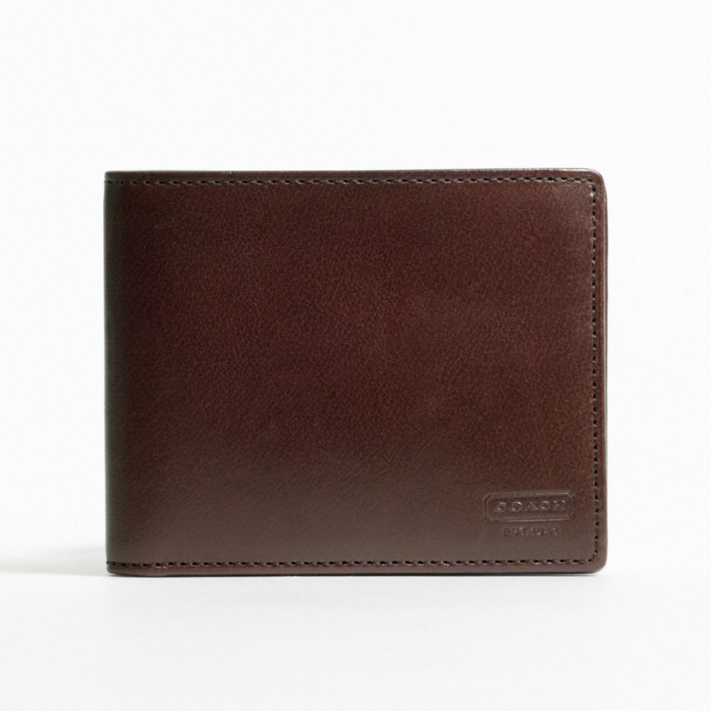 COACH WATER BUFFALO DOUBLE BILLFOLD WALLET - MAHOGANY - F74396