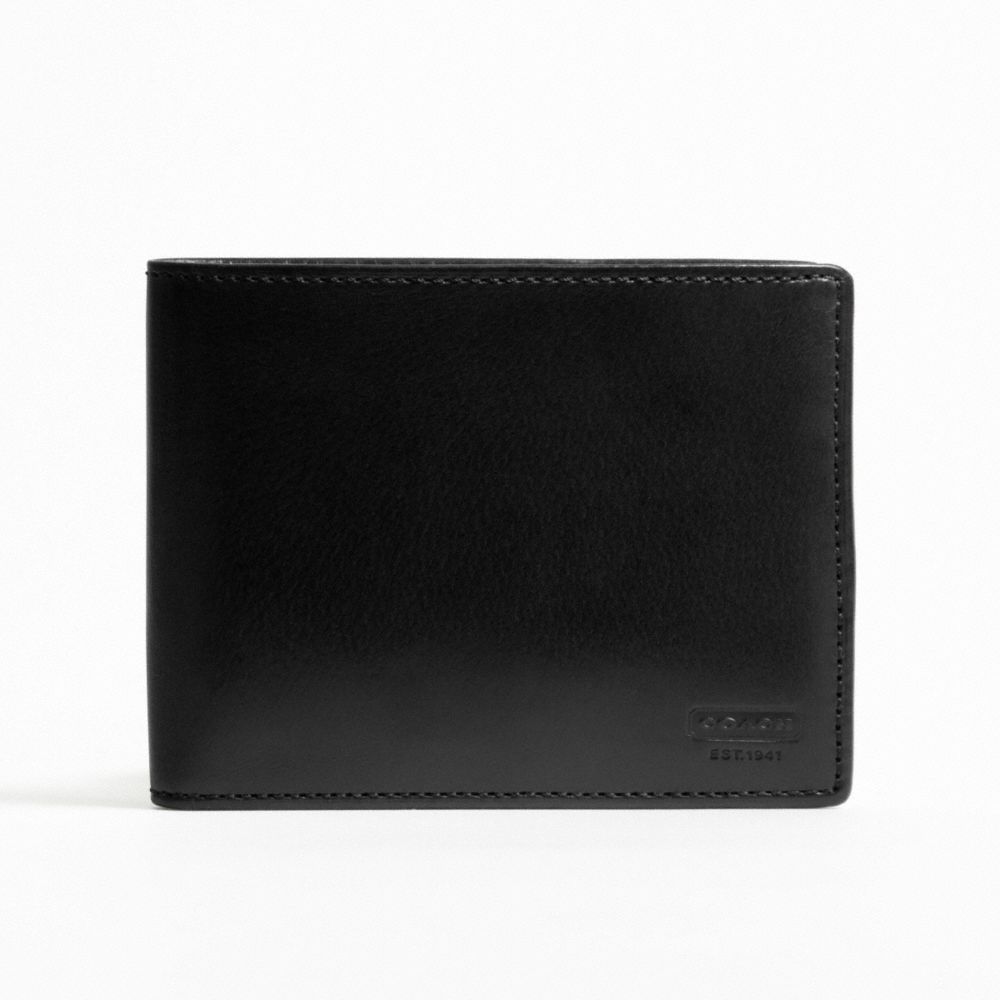 COACH WATER BUFFALO PASSCASE ID WALLET - BLACK - f74397