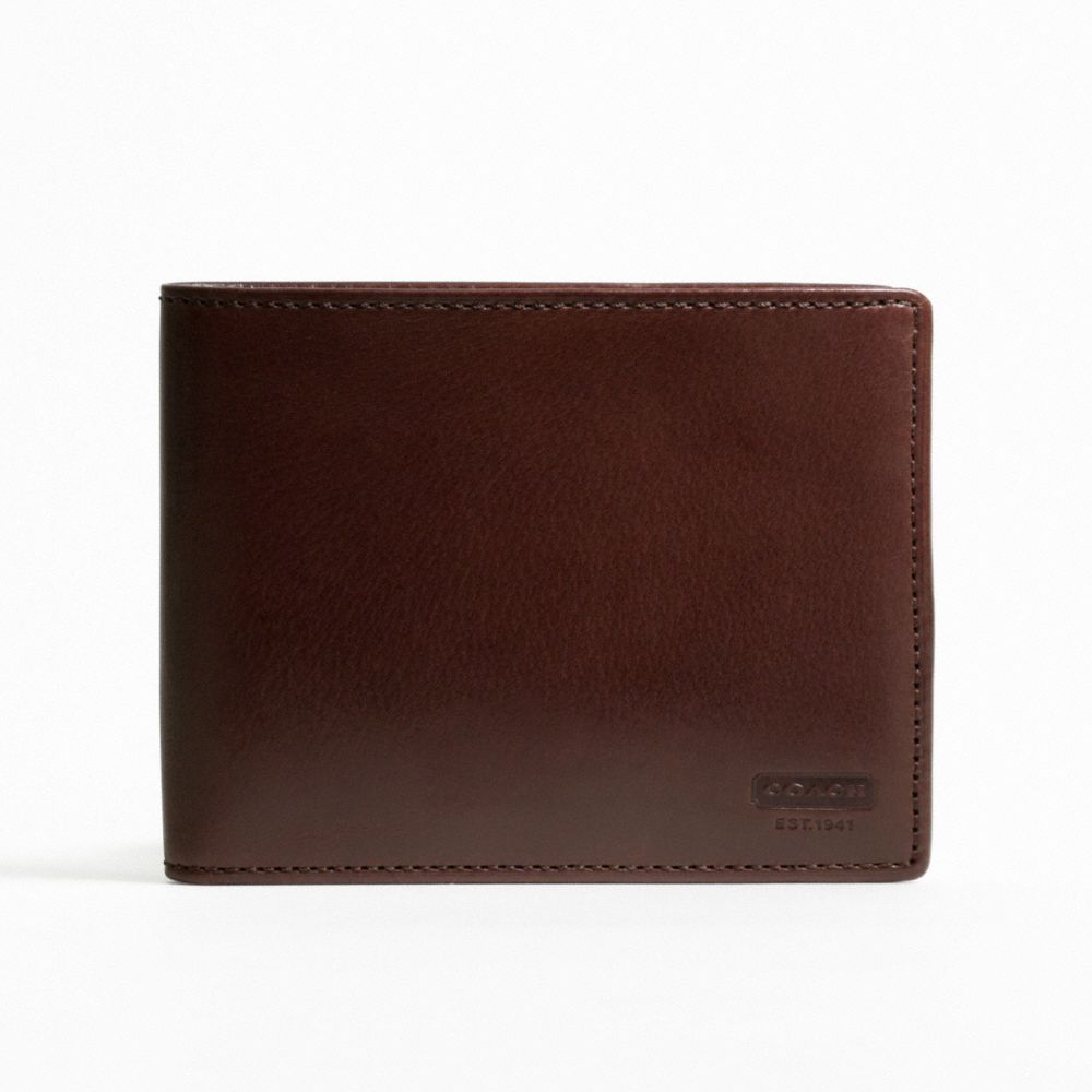 COACH WATER BUFFALO PASSCASE ID WALLET - MAHOGANY - f74397