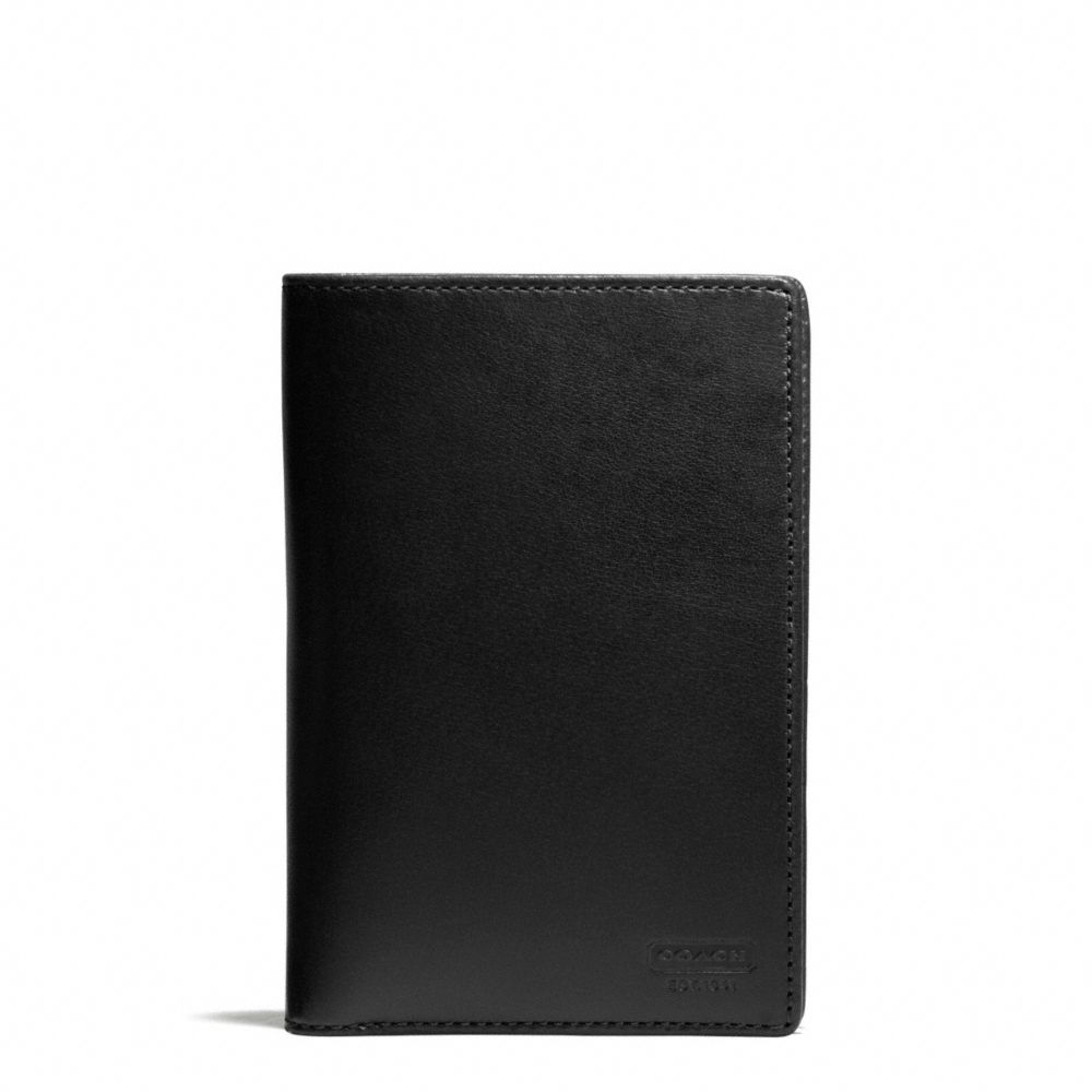 COACH WATER BUFFALO PASSPORT HOLDER - BLACK - F74398