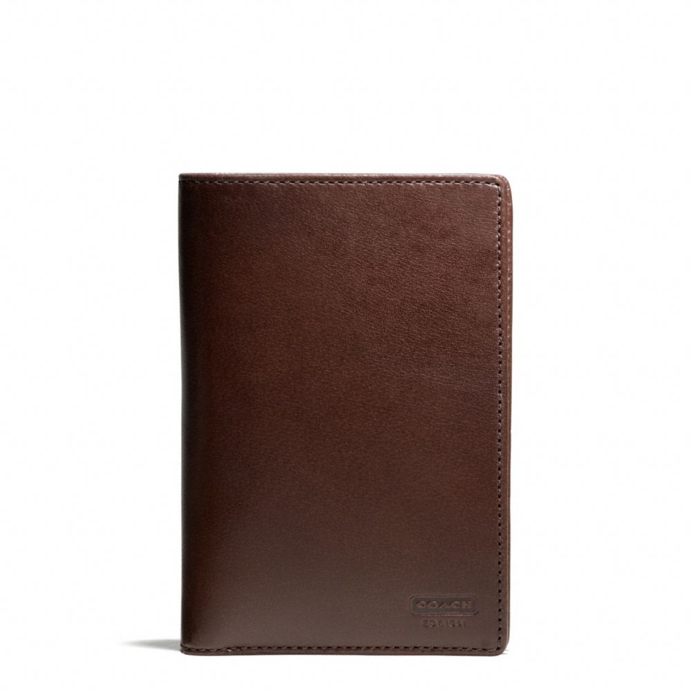 COACH WATER BUFFALO PASSPORT HOLDER - MAHOGANY - f74398