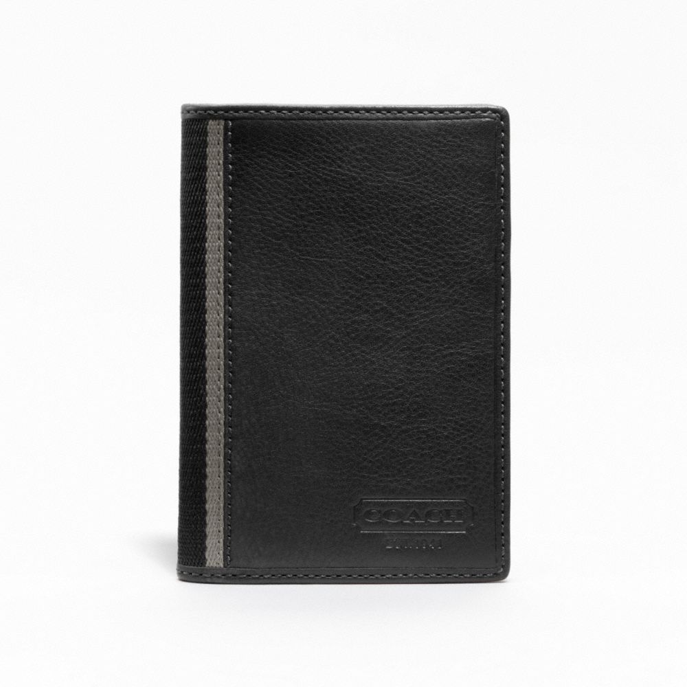 COACH F74417 Heritage Web Leather Passport Case SILVER/BLACK