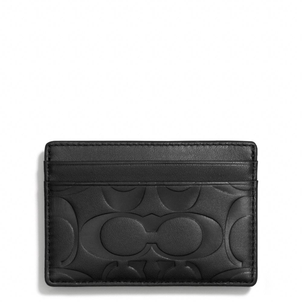 SIGNATURE EMBOSSED MONEY CLIP CARD CASE - BLACK - COACH F74418