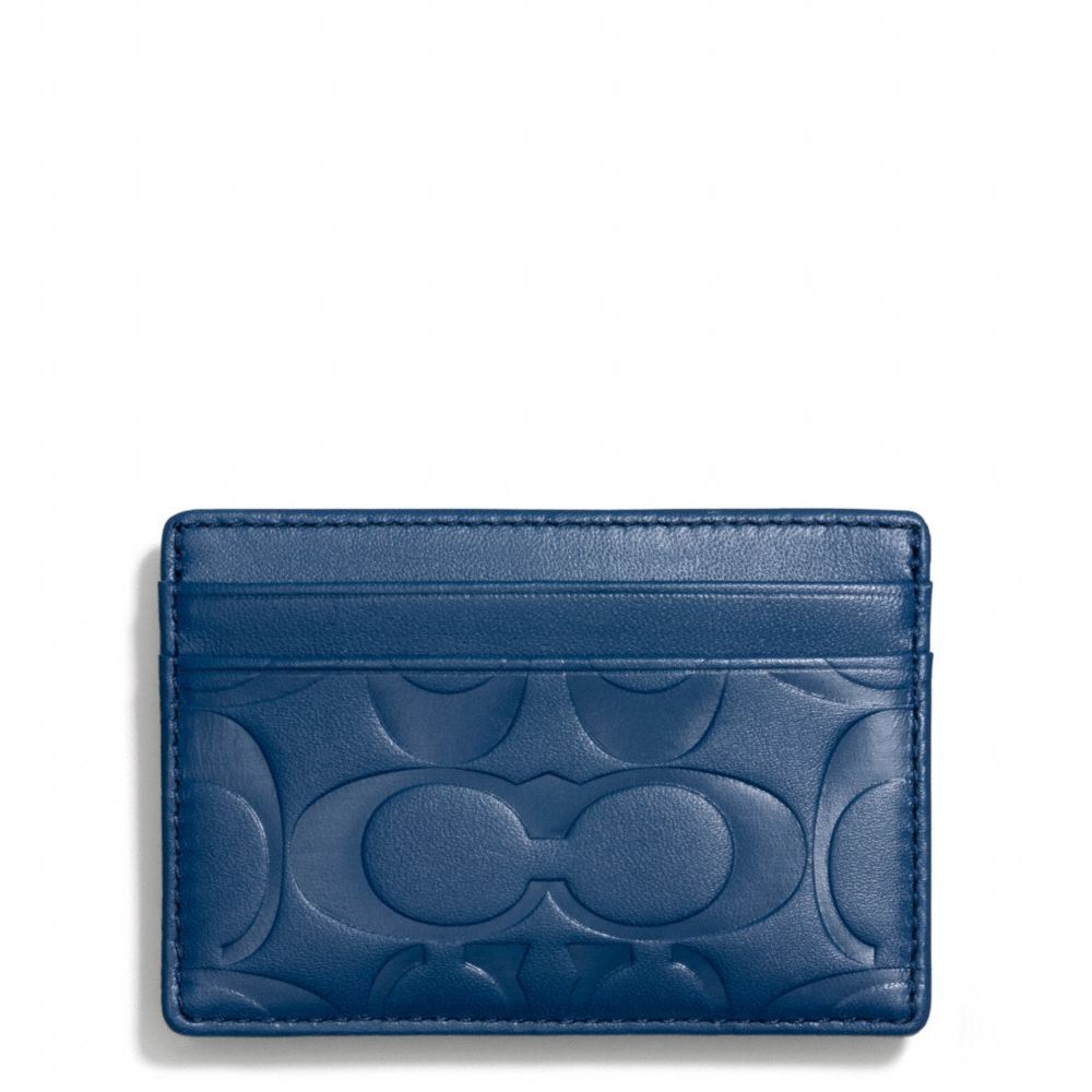 COACH SIGNATURE EMBOSSED MONEY CLIP CARD CASE - MARINE, MARINA - F74418