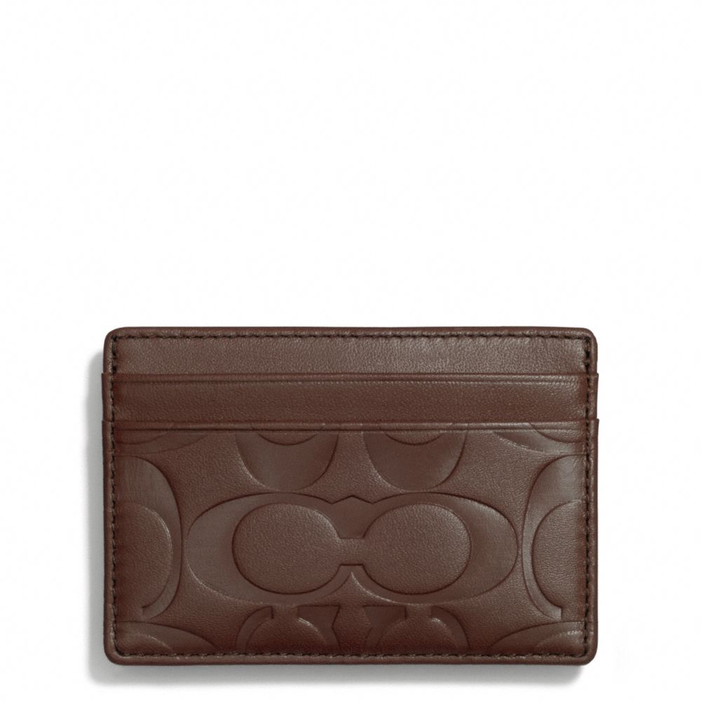 COACH F74418 Signature Embossed Money Clip Card Case TOBACCO