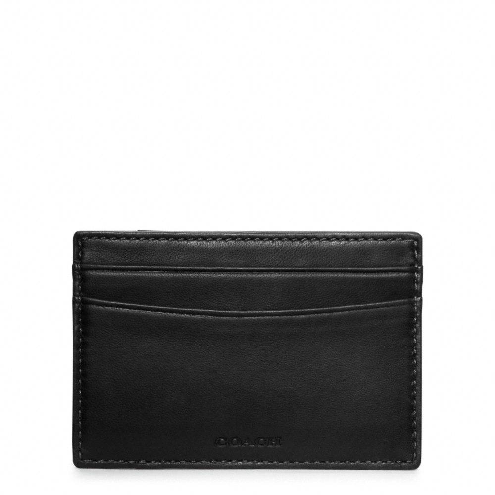 COACH F74422 Crosby Pieced Leather Card Case BLACK/AGED VACHETTA