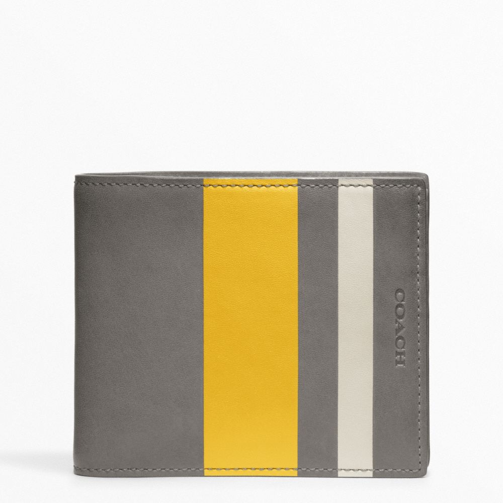 BLEECKER DEBOSSED PAINTED STRIPE COMPACT ID - PEWTER/SQUASH - COACH F74493