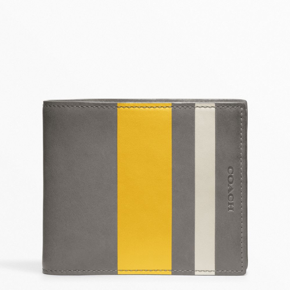 COACH BLEECKER DEBOSSED PAINTED STRIPE COMPACT ID - PEWTER/SQUASH - F74493