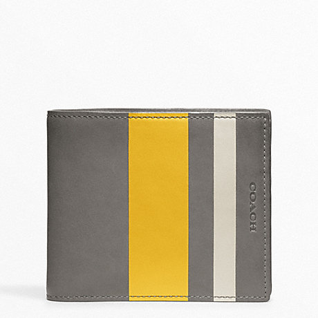 COACH F74493 BLEECKER DEBOSSED PAINTED STRIPE COMPACT ID PEWTER/SQUASH