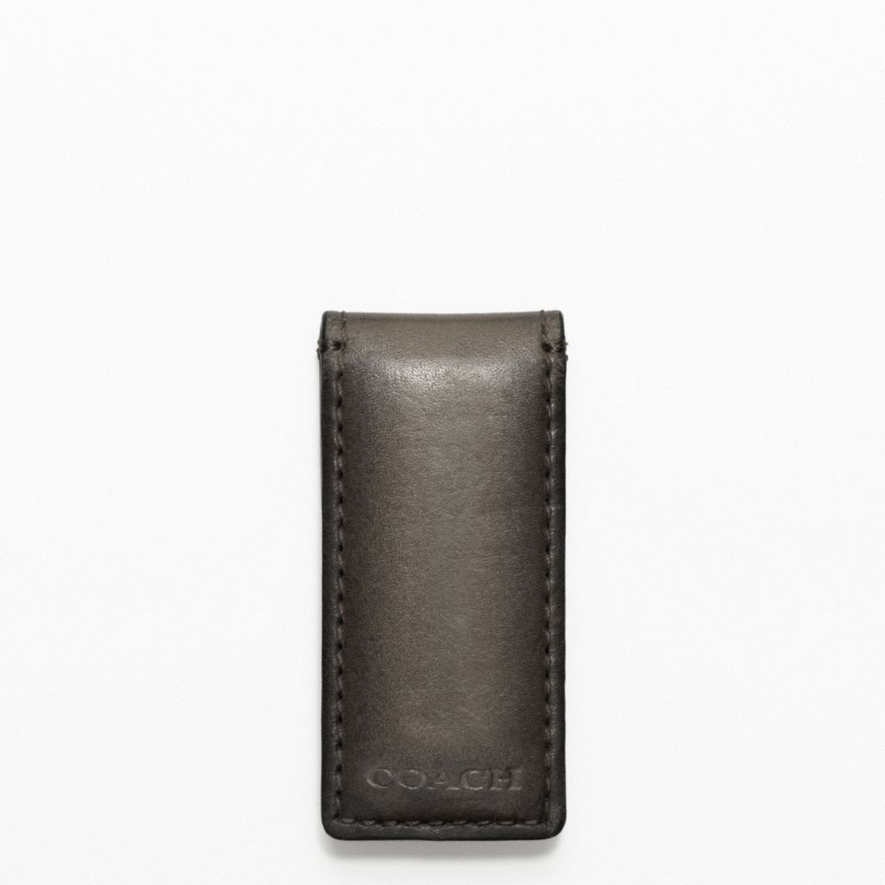 BLEECKER LEGACY LEATHER MONEY CLIP - DARK GREY/FAWN - COACH F74498