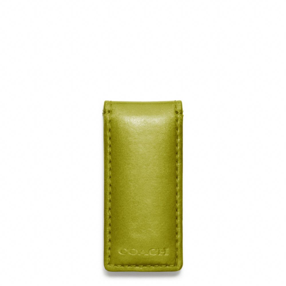 BLEECKER LEGACY LEATHER MONEY CLIP - LIME/FAWN - COACH F74498