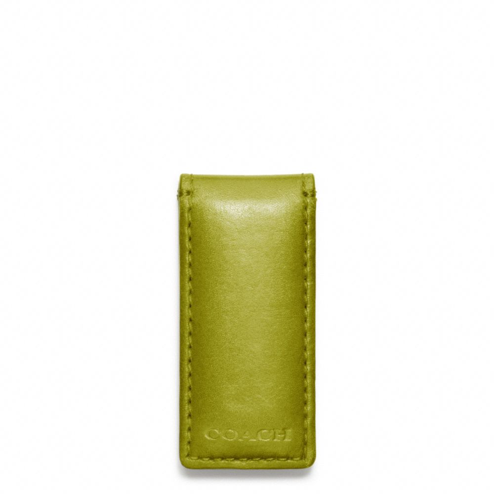 COACH F74498 Bleecker Legacy Leather Money Clip LIME/FAWN