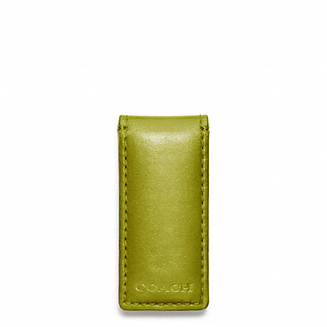 COACH BLEECKER LEGACY LEATHER MONEY CLIP - LIME/FAWN - f74498