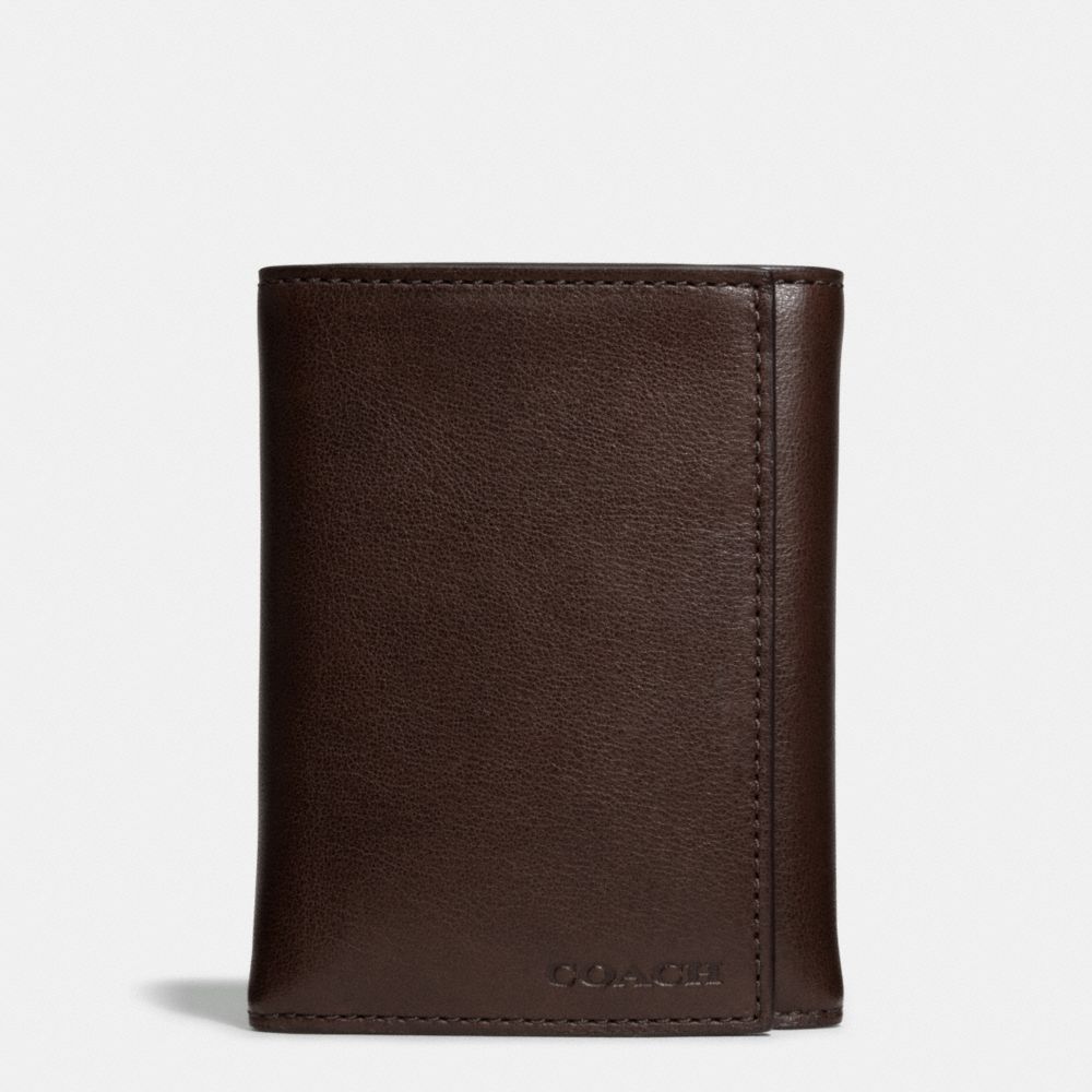 COACH f74499 BLEECKER TRIFOLD WALLET IN LEATHER MAHOGANY