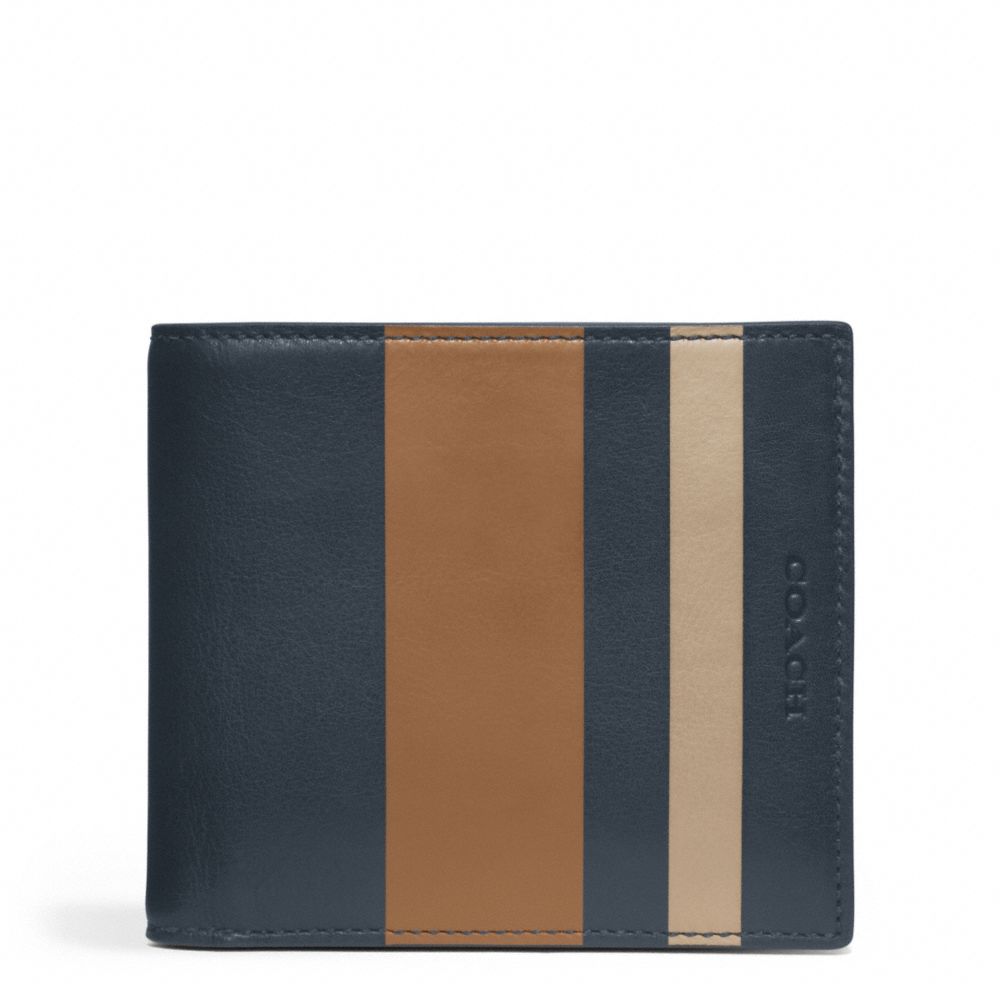 COACH BLEECKER DEBOSSED STRIPE LEATHER COIN WALLET - ONE COLOR - F74508