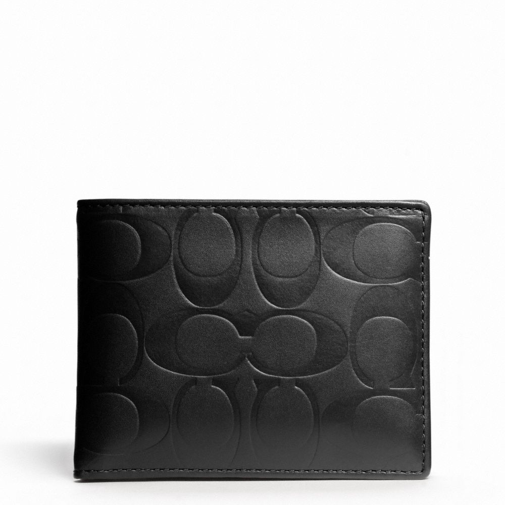 COACH SIGNATURE EMBOSSED PASSCASE ID WALLET - BLACK - F74527