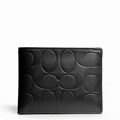 COACH F74527 SIGNATURE EMBOSSED PASSCASE ID WALLET BLACK