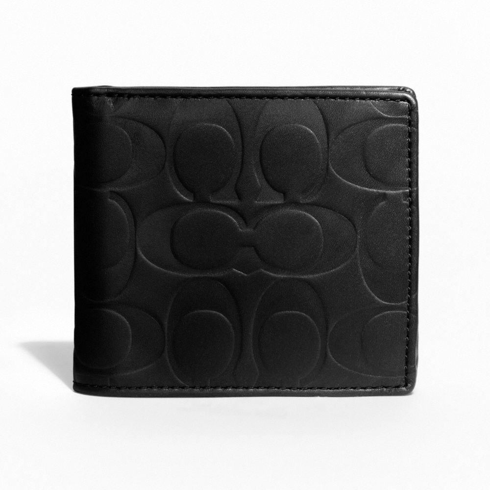 COACH F74531 Signature Embossed Coin Wallet BLACK